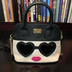 Betsey Johnson Heart Glasses Girl Crossbody Purse